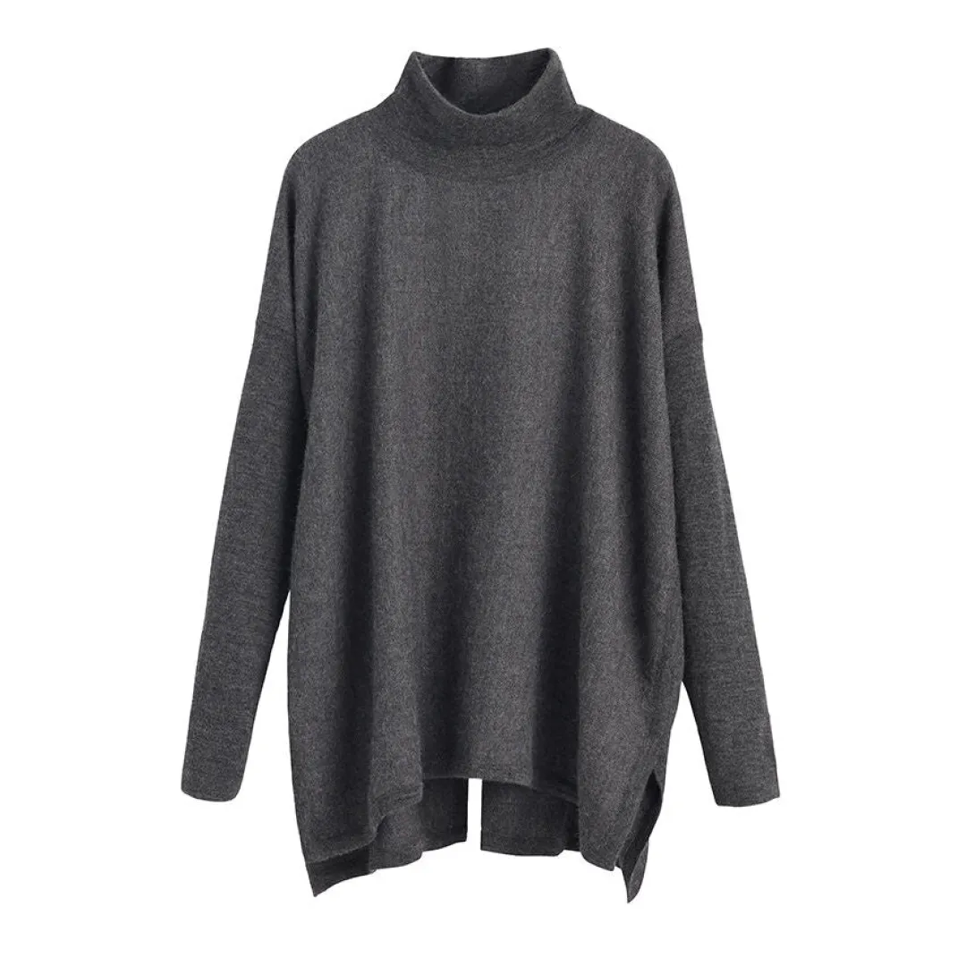 Best Sale Cuyana Alpaca Open-Back Turtleneck Sweater Charcoal