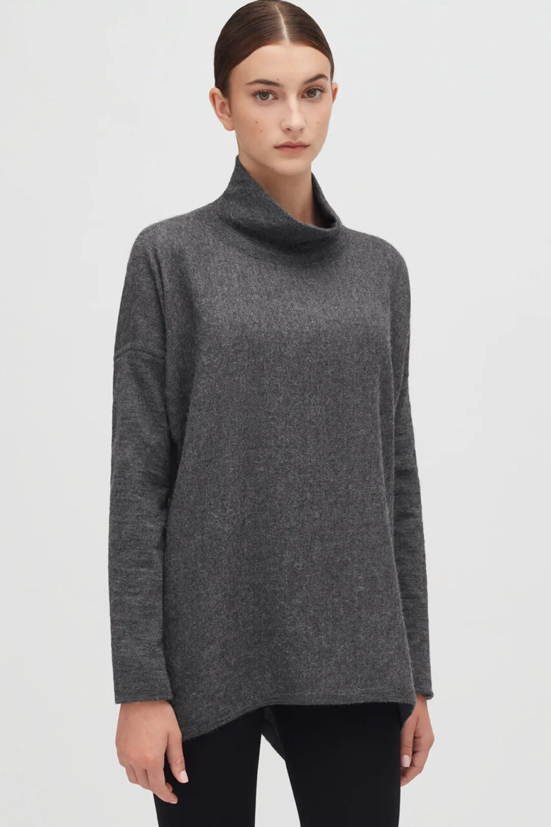 Best Sale Cuyana Alpaca Open-Back Turtleneck Sweater Charcoal