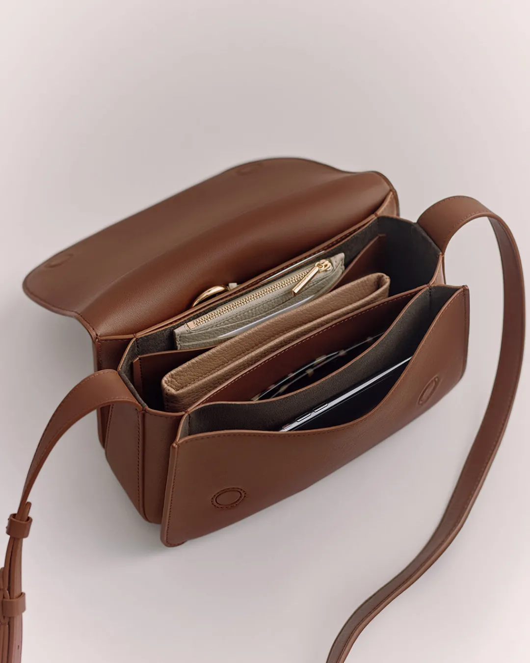 Online Cuyana Concertina Shoulder Bag (Smooth) Dark Chestnut