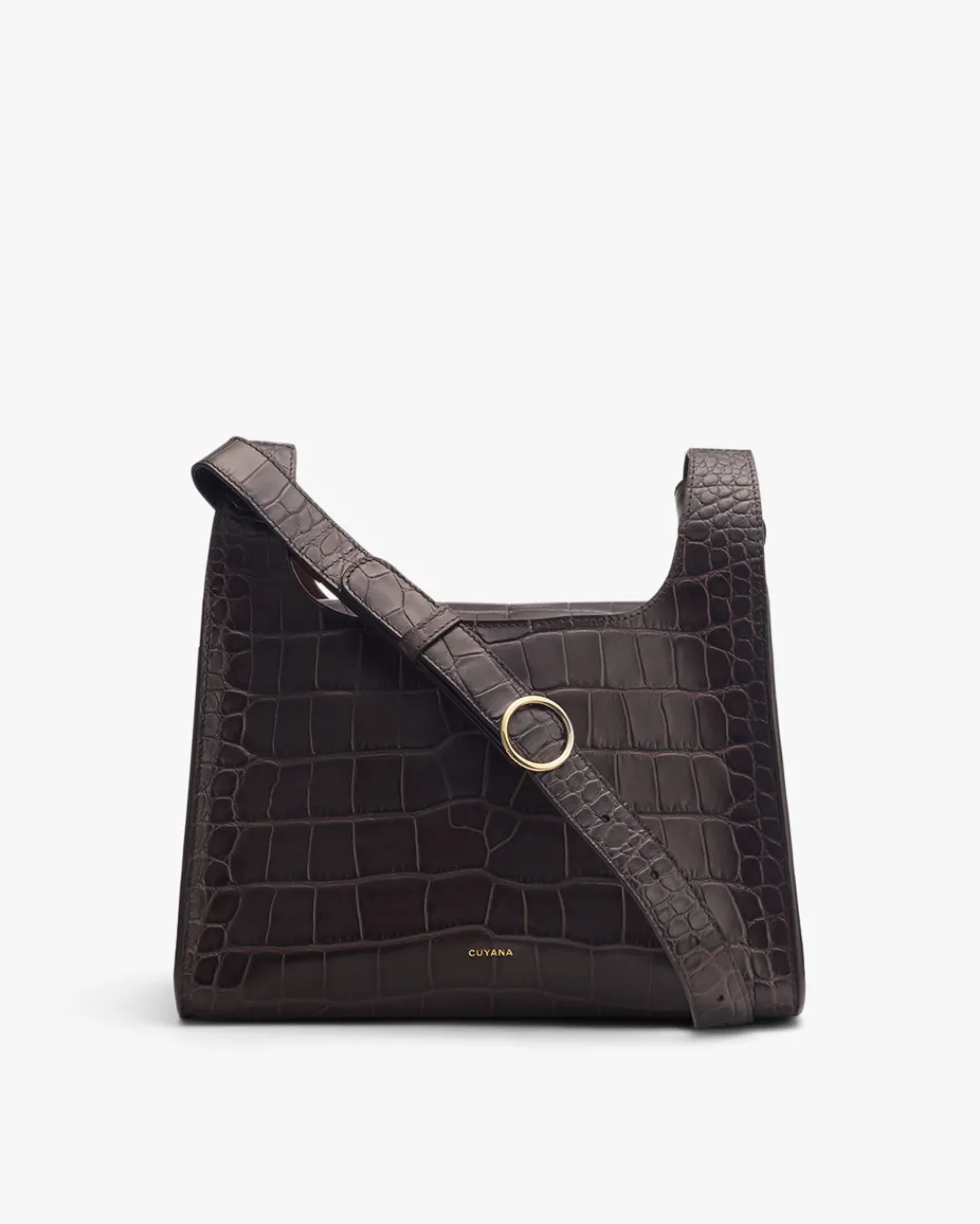 New Cuyana Double Loop Bag (Croco) Mocha