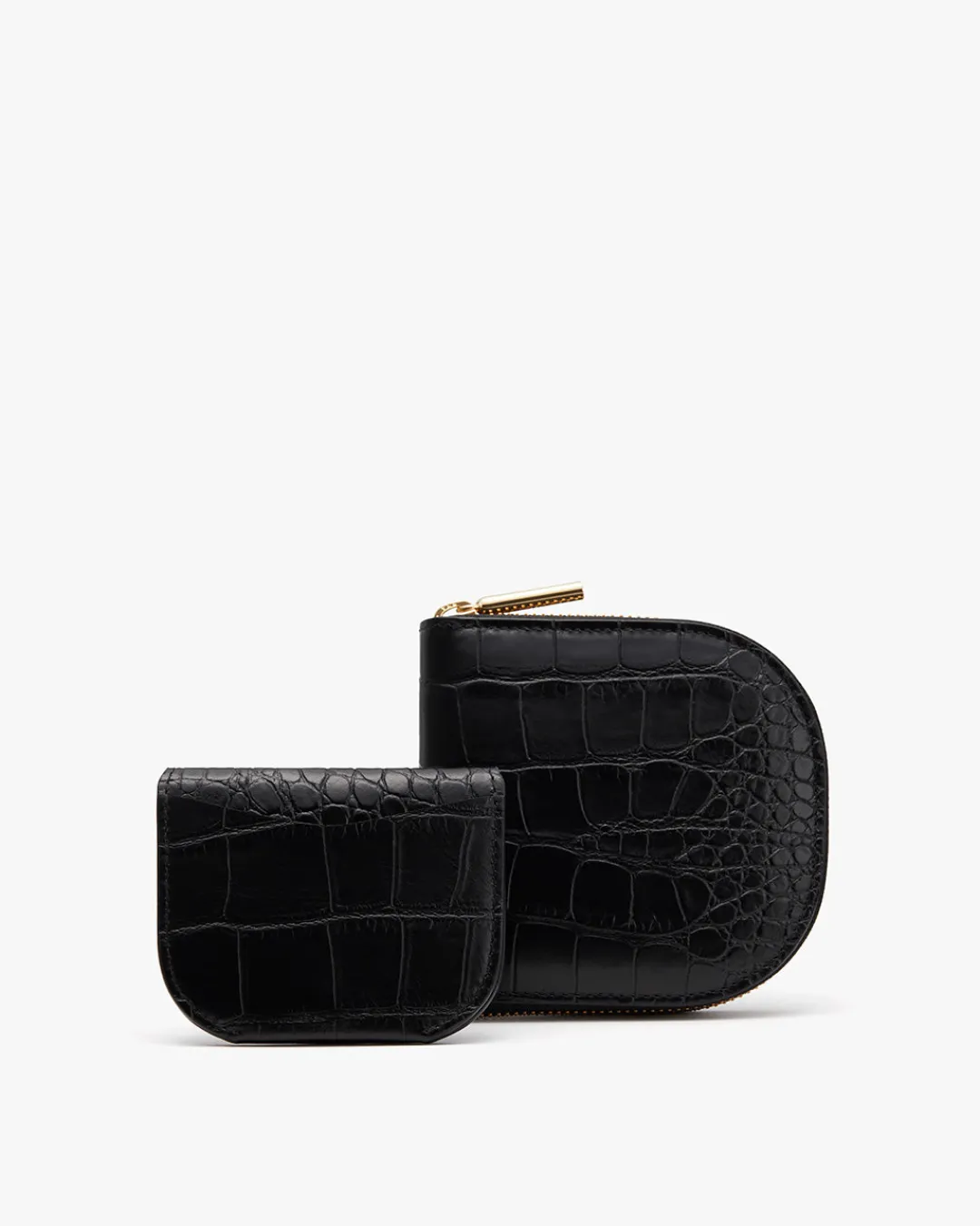 Cheap Cuyana Duo Small Zip Wallet (Croco) Black