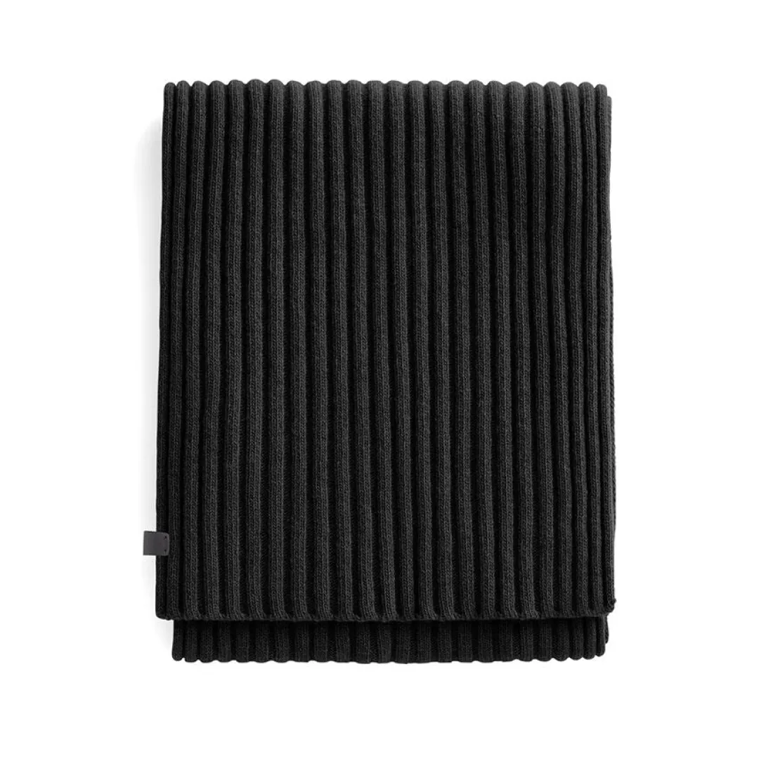 Best Sale Cuyana Mens Wool Cashmere Ribbed Scarf Black