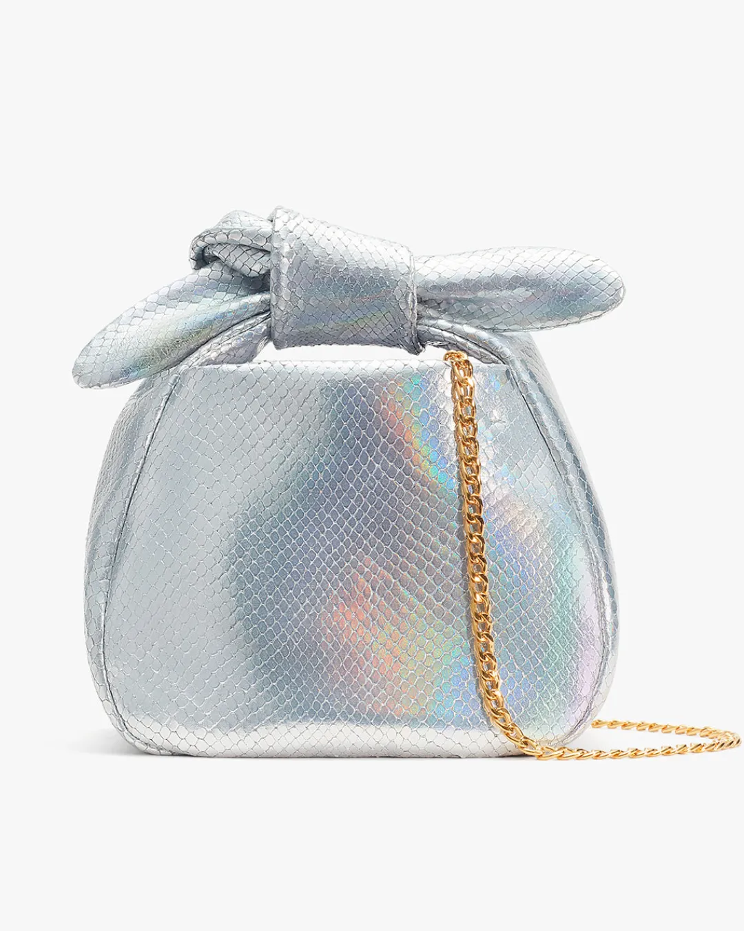 Cheap Cuyana Mini Bow Bag (Snake) Silver