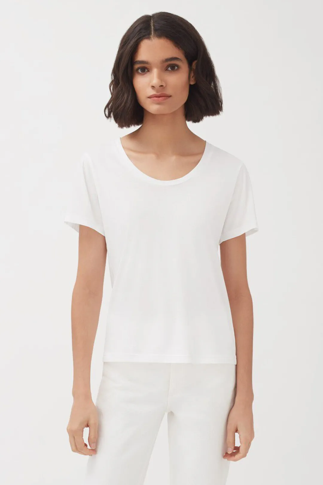 Fashion Cuyana Pima Scoop Neck Tee White