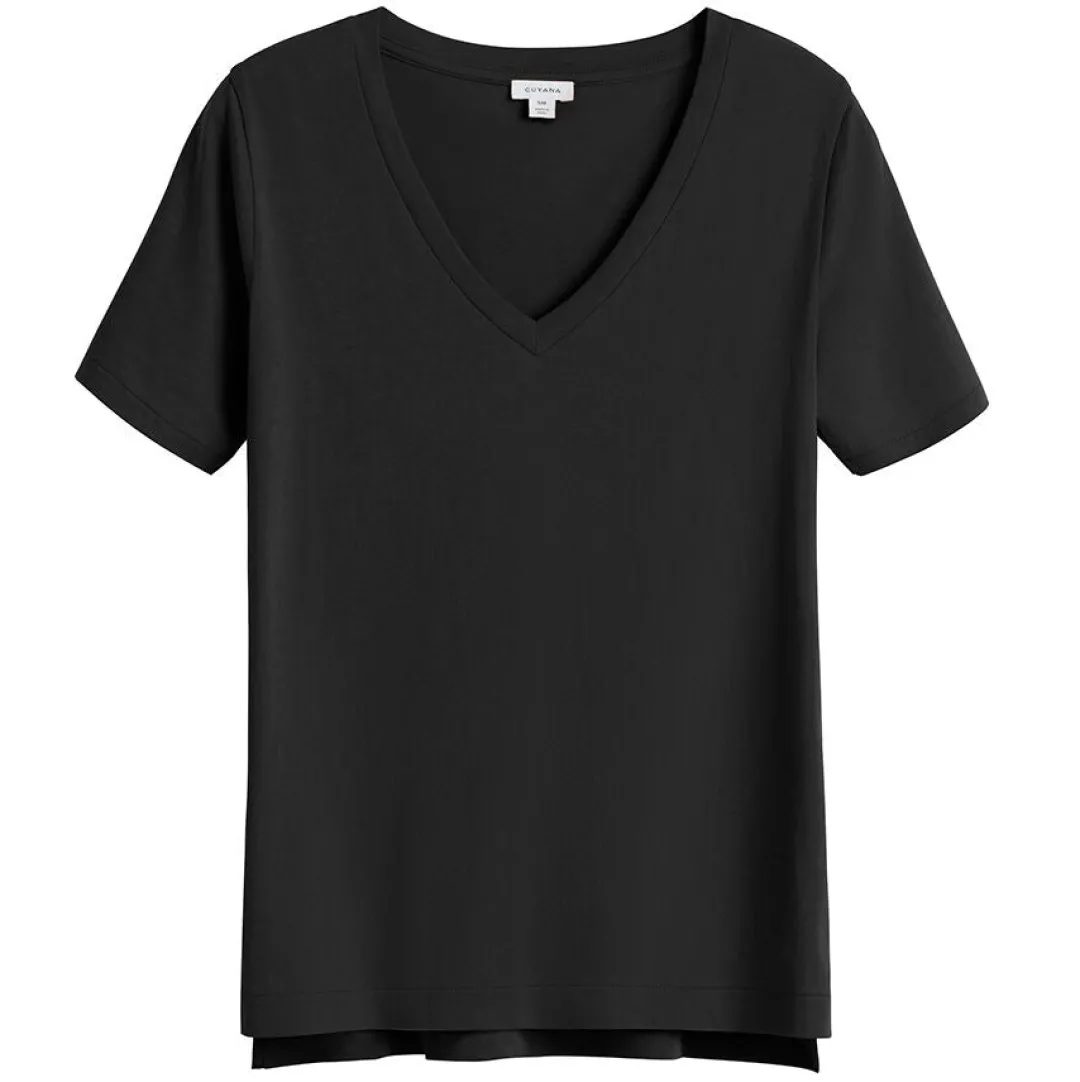 Best Sale Cuyana Pima V-Neck Tee Black