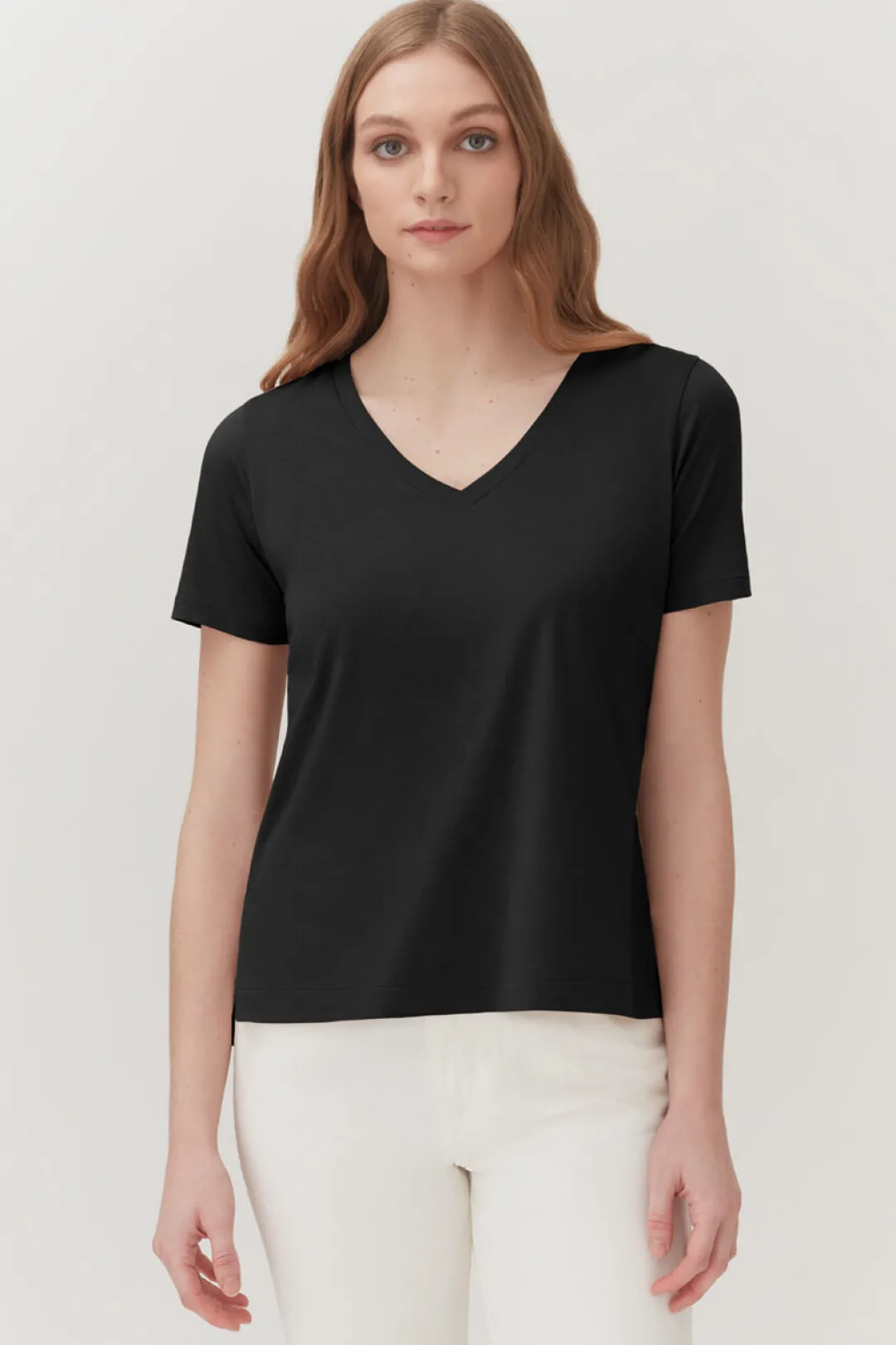 Best Sale Cuyana Pima V-Neck Tee Black