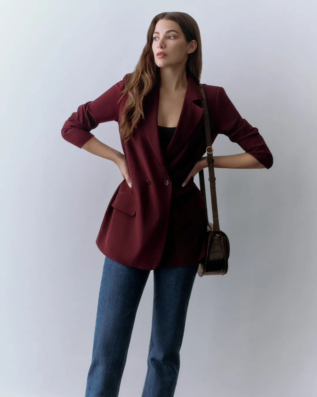 Outlet Cuyana Silk Blazer Cherry