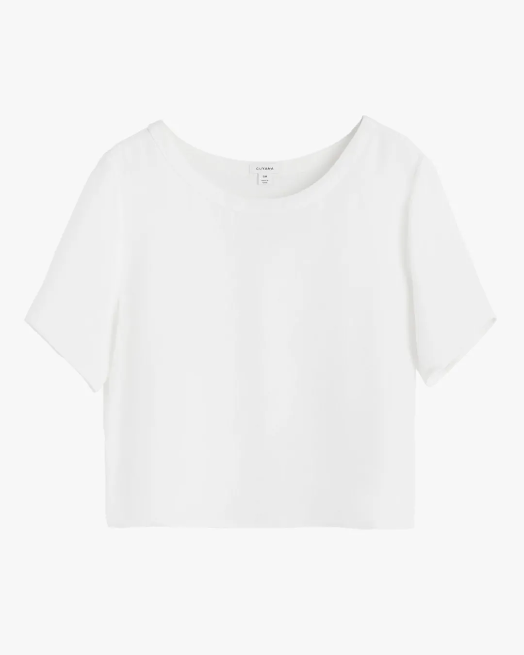 New Cuyana Silk Cropped Crewneck Tee White