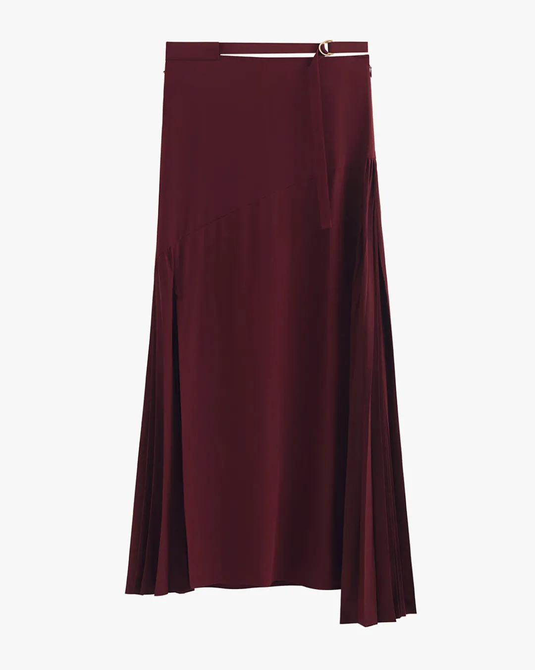 Fashion Cuyana Silk Pleated Side Skirt Cherry