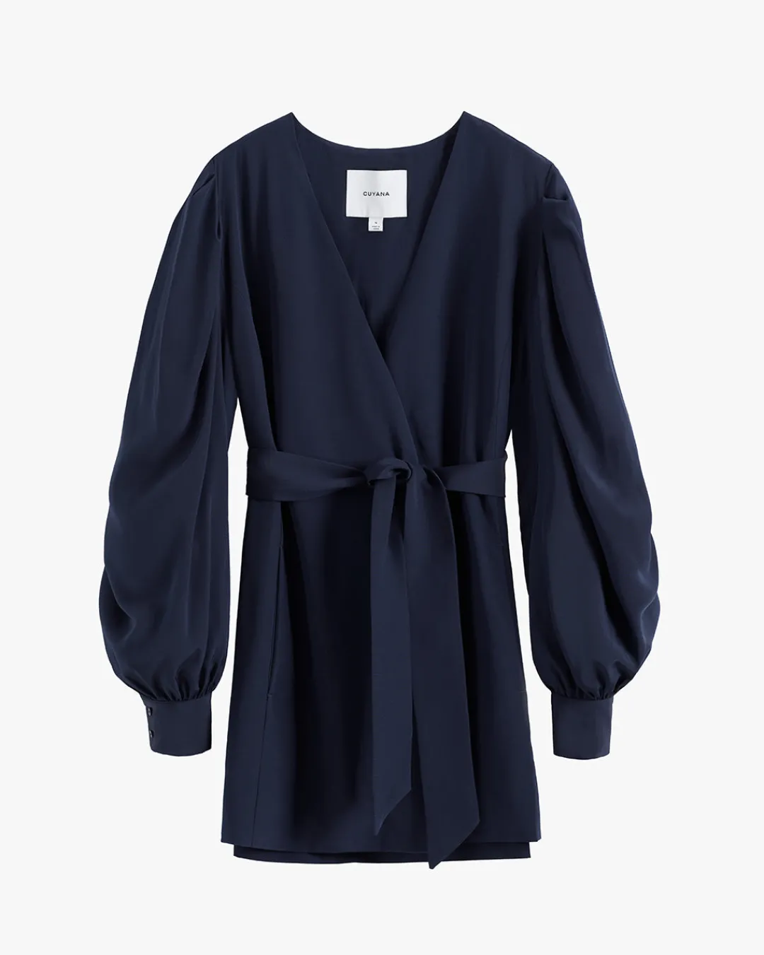 Sale Cuyana Silk Puff Sleeve Wrap Navy