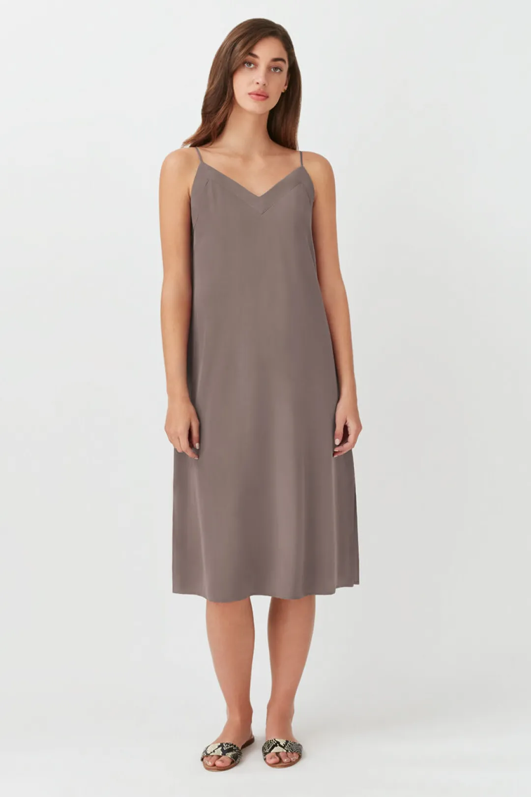 Store Cuyana Silk Slip Dress Mushroom