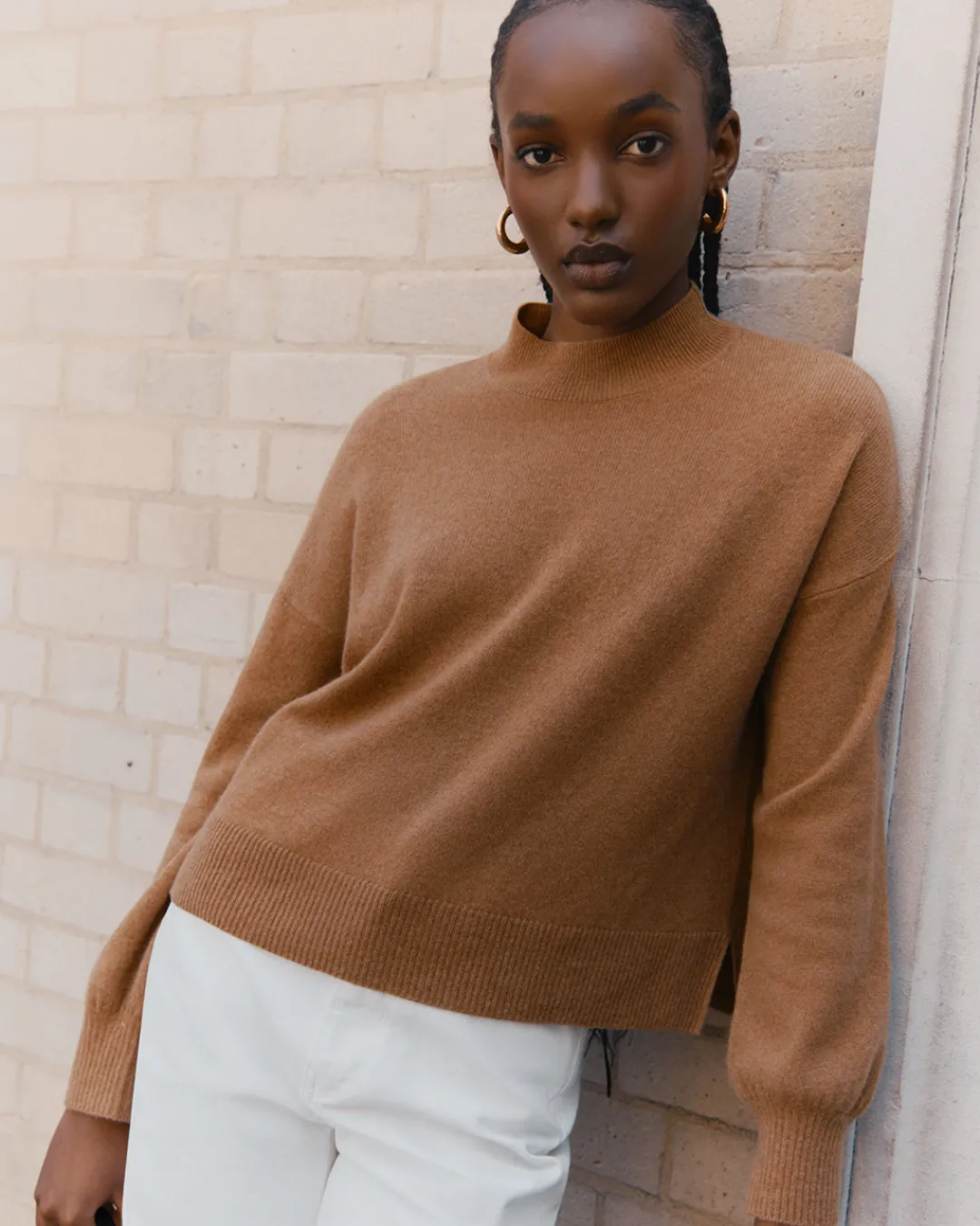 Hot Cuyana Single Origin Cashmere Cropped Sweater Camel