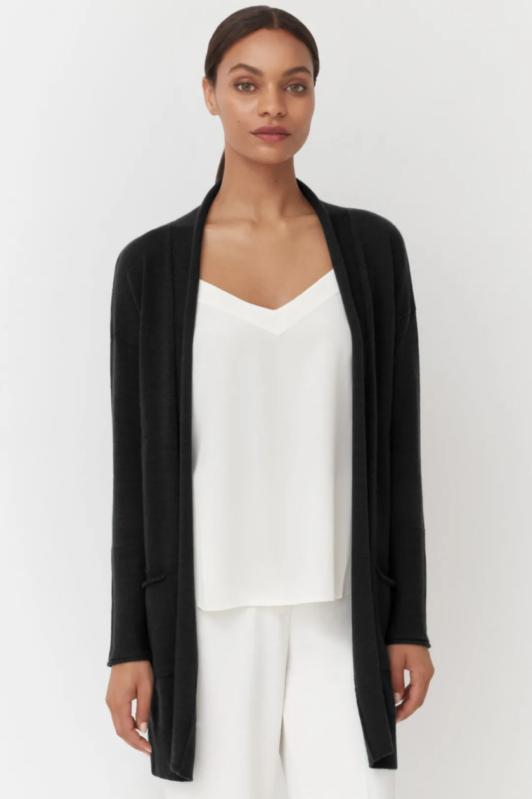 Fashion Cuyana Single-Origin Cashmere Long Cardigan Black