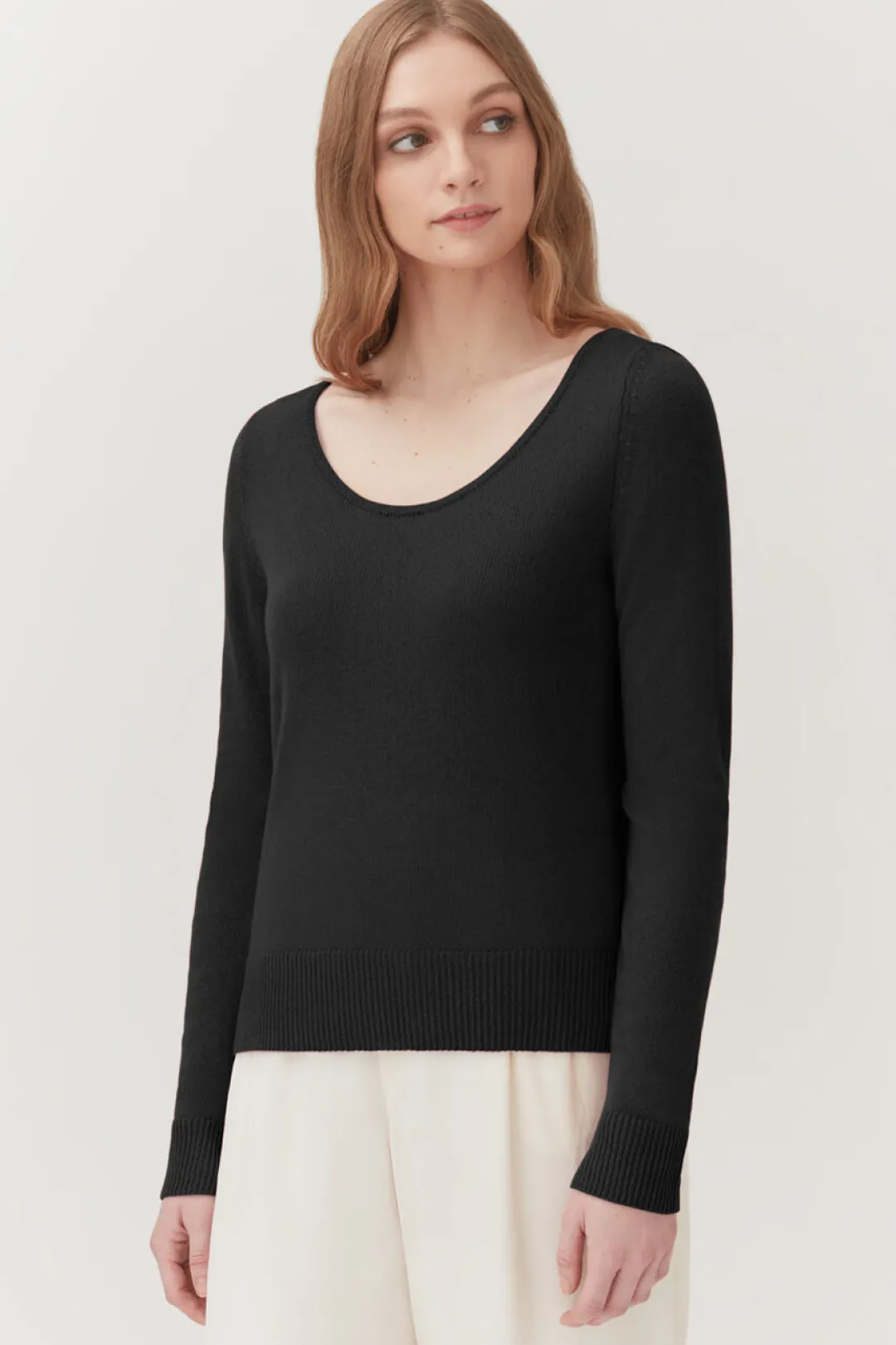 Cheap Cuyana Single-Origin Cashmere Scoop Neck Sweater Black