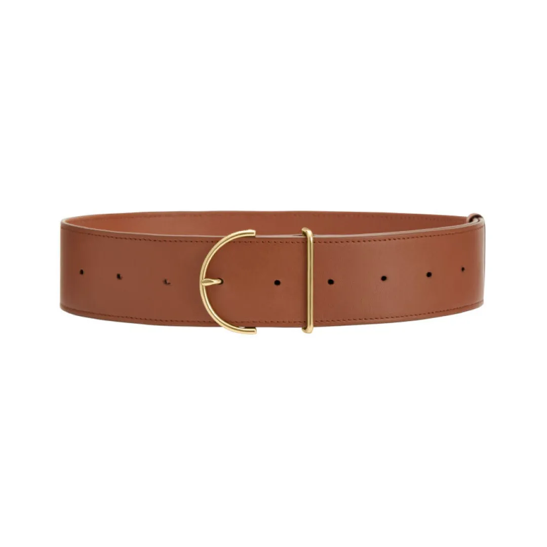 Cheap Cuyana Wide Leather Belt Chestnut