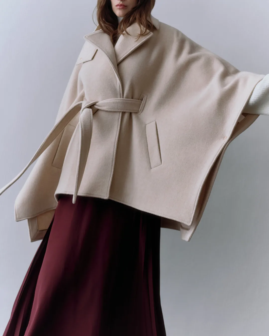 Cheap Cuyana Wool Cape Beige